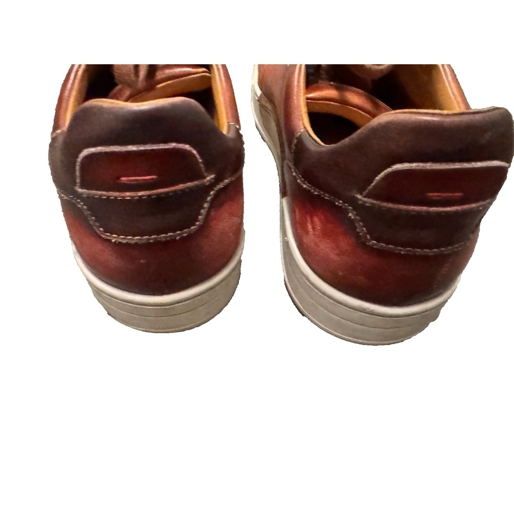 Magnanni Ottawa shoes 10.5 brown Amadeo Burnished Leather LowTop Sneakers cognac - Picture 9 of 11